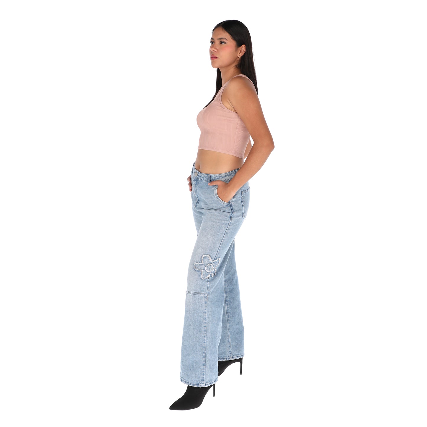 Crop top básico sin mangas rosa palo