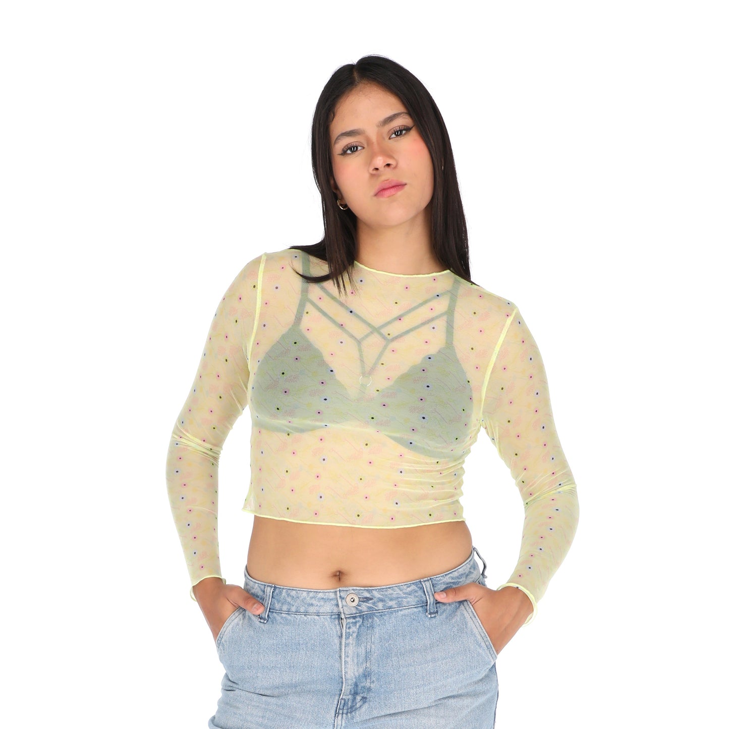 Blusa manga larga mesh