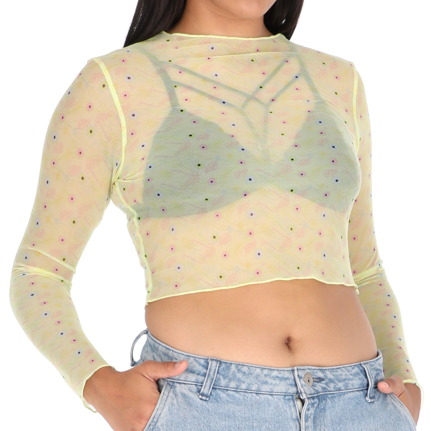 Blusa manga larga mesh